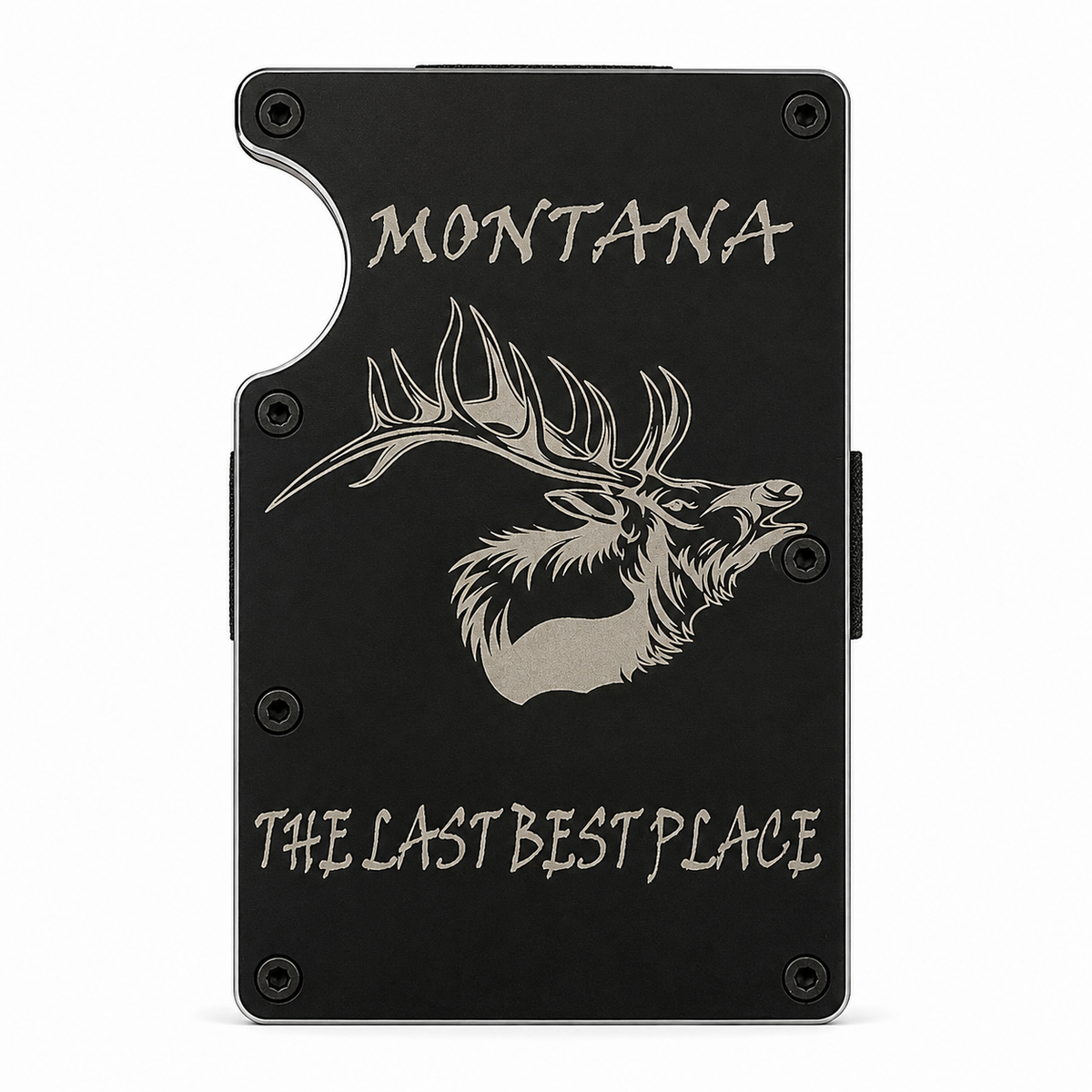 Last Best Place Bull Elk Laser Engraved RFID Wallet