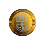 My Store gold anodized aluminum ZYN tin featuring a laser-engraved US Navy Chief anchor and Deckplate Leader text.