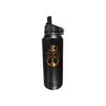 My Store 30oz black stainless steel water bottle featuring a gold US Navy anchor emblem and a leak-resistant lid.
