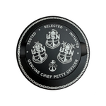 My Store navy blue aluminum ZYN tin featuring laser-engraved US Navy Chief Petty Officer anchors and insignia.