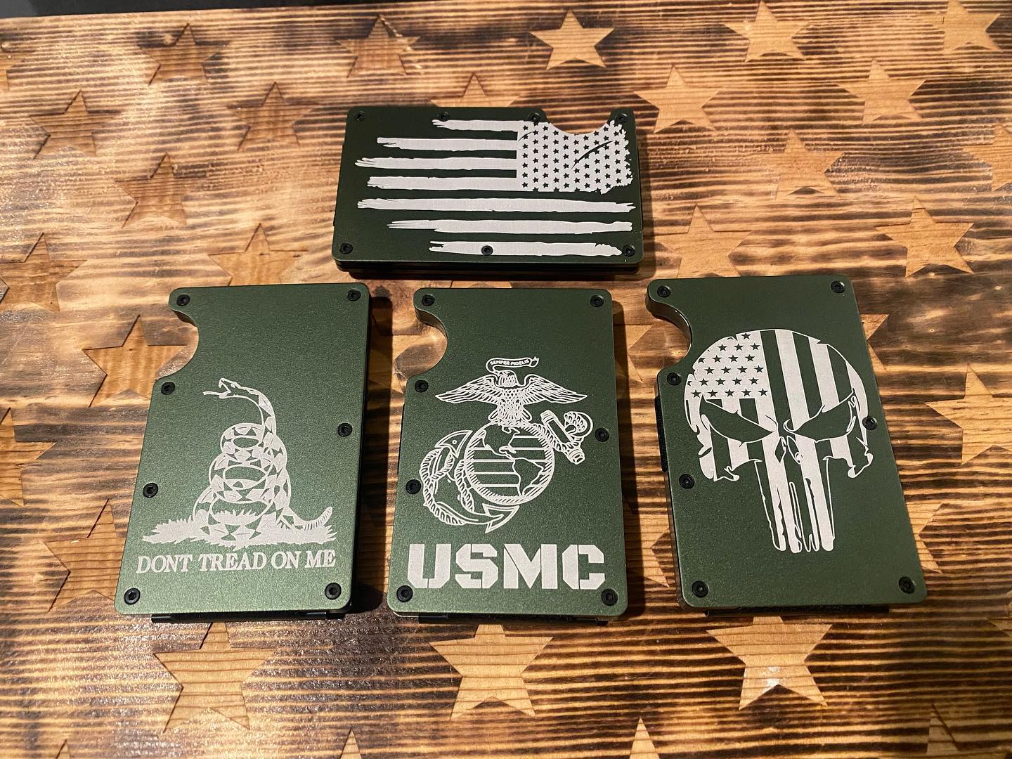 Check out our new RFID wallets. We have over 20 designs to choose from and different colors including 3 different colors of wood. Fully customizable, pm us for more info!